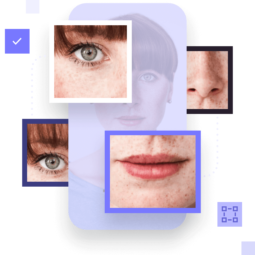Graphic outlining facial elements for recognition