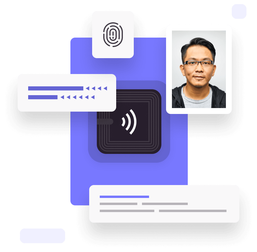 Graphic illustrating identity verification relating to NFC technology
